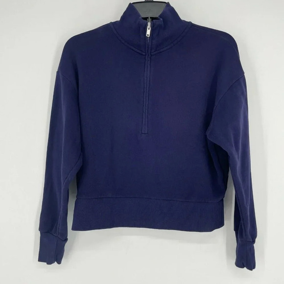 GAP Sweats Sweater Women's Sz XS Purple Pullover Half Zip Mock Neck Long Sleeves - Picture 1 of 8